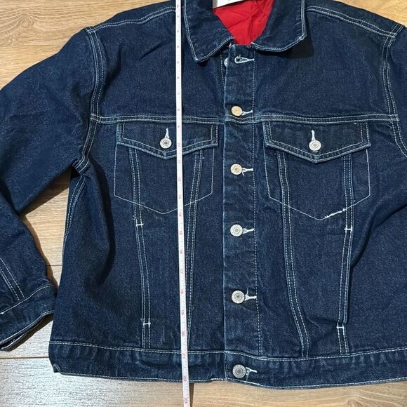 NWT Pacsun denim jacket one side Red quilted inside. original price $45 - Picture 7 of 8